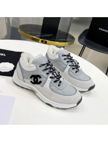 Chanel Suede & Mesh Wool Sneakers G38299 Light Gray 2021 111724