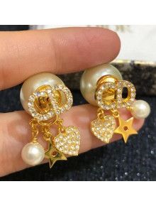 Dior Tribales CD Pearl Short Earrings Gold/White 2020