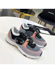Chanel Suede & Mesh Sneakers G38299 Gray/Orange 2021 111725