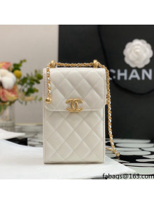 Chanel Calfskin Vertical Clutch with Adjustable Chain Strap AP2291 White 2021