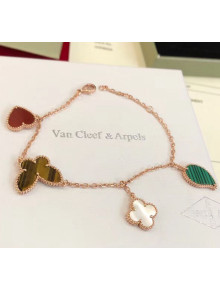 VanCleef&Arpels Clovers Pendant Bracelet Red/Green/Gold