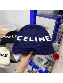 Celine Cashmere Knit Bucket Hat Navy Blue 2021 1105104