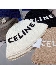 Celine Cashmere Knit Bucket Hat White 2021 1105103