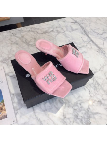 Alexander Wang Mink Fur Slide Sandals 5cm Pink 2021 111938