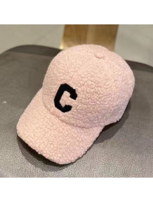 Celine Shearling Baseball Hat Pink 2021