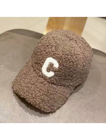Celine Shearling Baseball Hat Grey 2021