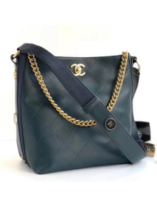 Chanel Button Up Calfskin & Grosgrain Small Hobo Handbag A57573 Paon 2018