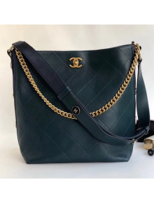 Chanel Button Up Calfskin & Grosgrain Large Hobo Handbag A57576 Paon 2018