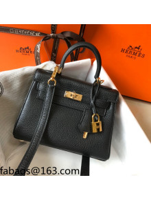 Hermes Kelly Mini Bag 20cm in Togo Calfskin Black/Gold 2021