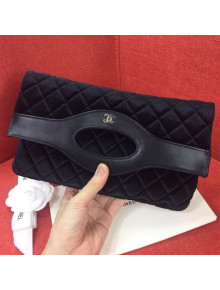 Chanel Quilted Velvet 31 Clutch A70521 Black 2019