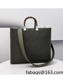 Fendi Sunshine Medium Shopper Tote Bag in Green Texture FF Fabric 2021 8528