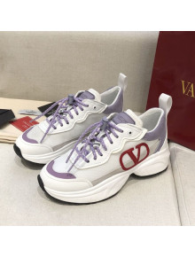 Valentino VLogo Sneakers in Suede and Calfskin Patchwork Purple (For Women and Men)