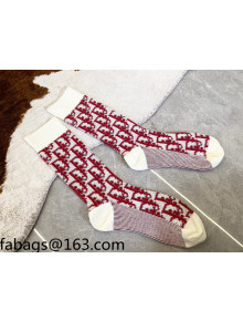 Dior Oblique Short Socks Red 2021  