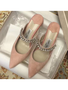 Jimmy Choo Crystal Band  Suede Flat Light Pink 2019