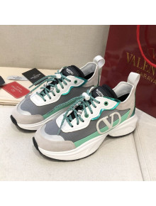 Valentino VLogo Sneakers in Suede and Calfskin Patchwork Green (For Women and Men)