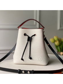 Louis Vuitton NéoNoé BB Epi Leather Bucket Bag M55556 White/ Black/Scarlet Red 2020