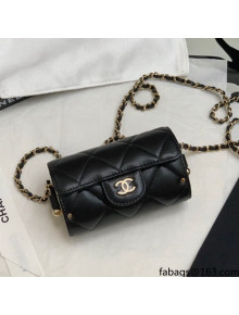 Chanel Lambskin Jewel Card Holder With Chain AP2285 Black 2021
