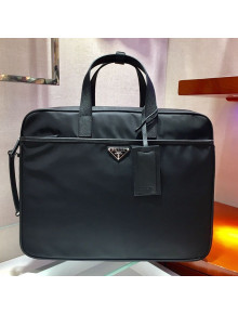 Prada Nylon and Saffiano Leather Messenger Work Bag 2VE015 Black 2021