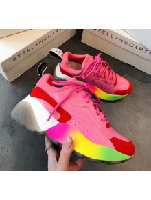 Stella McCartney Eclypse Lace-up Sneaker in Calfskin and Suede Pink/Red 2019