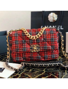 Chanel 19 Tweed Flap Bag Red 2020