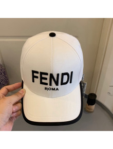 Fendi Embroidered Baseball Hat Black/White 2021