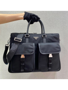 Prada Men's Nylon Briefcase Messenger Bag 2VE017 Black 2021