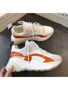 Stella McCartney Eclypse Lace-up Sneaker in Calfskin and Suede White/Orange 2019