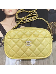 Chanel Iridescent Quilted Grained Calfskin Camera Case Shoulder Bag A91796 Yellow 2019