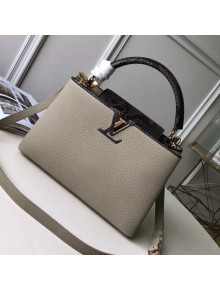 Louis Vuitton Capucines PM with Python Skin Top Handle Bag N95382 Grey 2020