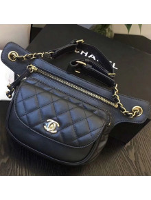 Chanel Metallic Aged Calfskin Waist Bag/Belt Bag AS0814 Black 2019