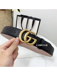 Gucci GG Calfskin Belt 4cm with GG Buckle Black/Aged Gold 2021
