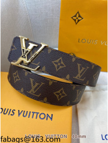 Louis Vuitton Monogram Canvas Belt 4cm with Bloom LV Buckle Brown 2021 110601