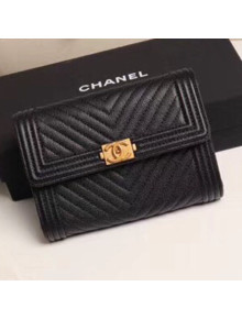 Chanel Chevron Grained Calfskin Boy Flap Bag A84385 Black 2019