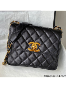 Chanel Vintage Quilted Grainy Leather Small Flap Bag ASA88 Black/Gold 2021