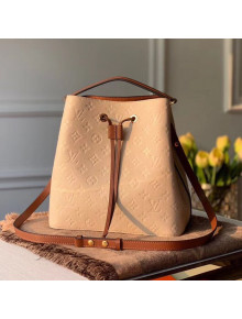Louis Vuitton NéoNoé MM Bucket Bag in Monogram Embossed Leather M45307 Cream Beige 2020