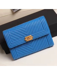 Chanel Chevron Grained Calfskin Boy Flap Bag A84385 Royal Blue 2019