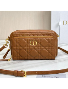 Dior Caro Double Pouch in Brown Supple Cannage Calfskin 2021