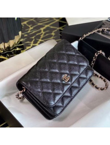 Chanel Grained Calfskin Mini Wallet on Chain WOC Black/Gold 2020