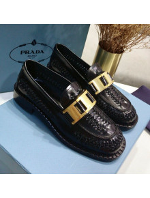 Prada Woven Calfskin Loafers Black 2020