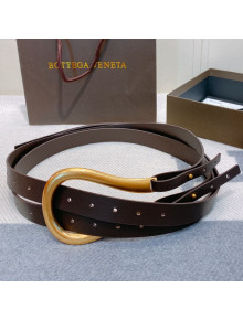 Bottega Veneta Leather Corset Belt 50mm with Saddle Buckle Coffee 2019