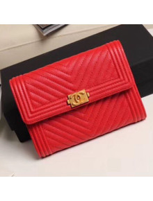 Chanel Chevron Grained Calfskin Boy Flap Bag A84385 Red 2019