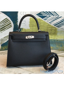 Hermes Kelly 25/28/32cm Bag in Original Epsom Leather Black/Silver Hardware 2020  (Half-Handmand) 