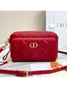 Dior Caro Double Pouch in Red Supple Cannage Calfskin 2021