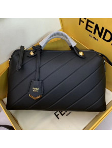 Fendi Diagonal Leather By The Way Regular Boston Bag Black 2019
