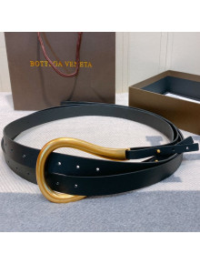 Bottega Veneta Leather Corset Belt 50mm with Saddle Buckle Black 2019