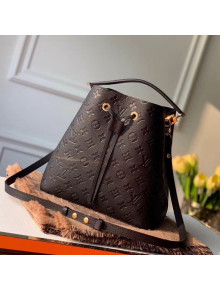 Louis Vuitton NéoNoé MM Bucket Bag in Monogram Embossed Leather M45256 Black 2020