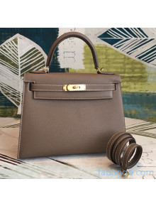 Hermes Kelly 25/28/32cm Bag in Original Epsom Leather Etoupe/Gold Hardware 2020(Half-Handmand) 