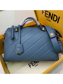 Fendi Diagonal Leather By The Way Regular Boston Bag Blue 2019