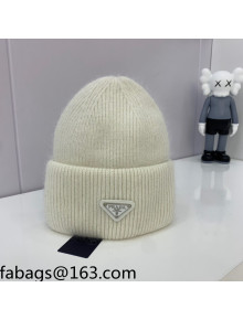 Prada Warm Knit Hat White 2021 16