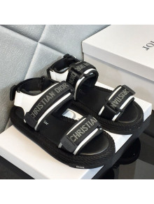 Dior D-Wander Fabric Flat Strap Sandals Black 2021 03